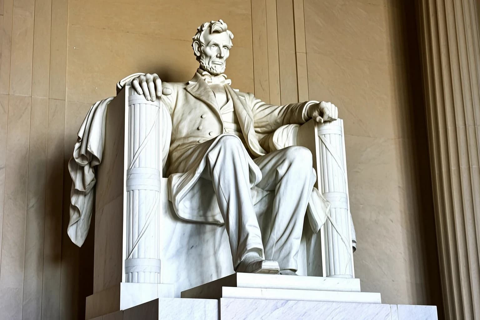Abraham Lincoln statue inside a classical memorial
